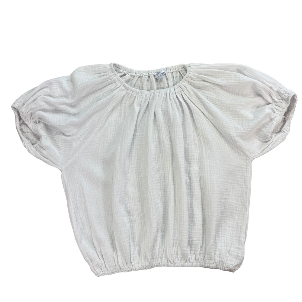 Pleat Collection Alexis Top White Gauze Puff Sleeve Kids Sz 16 Coastal Nautical